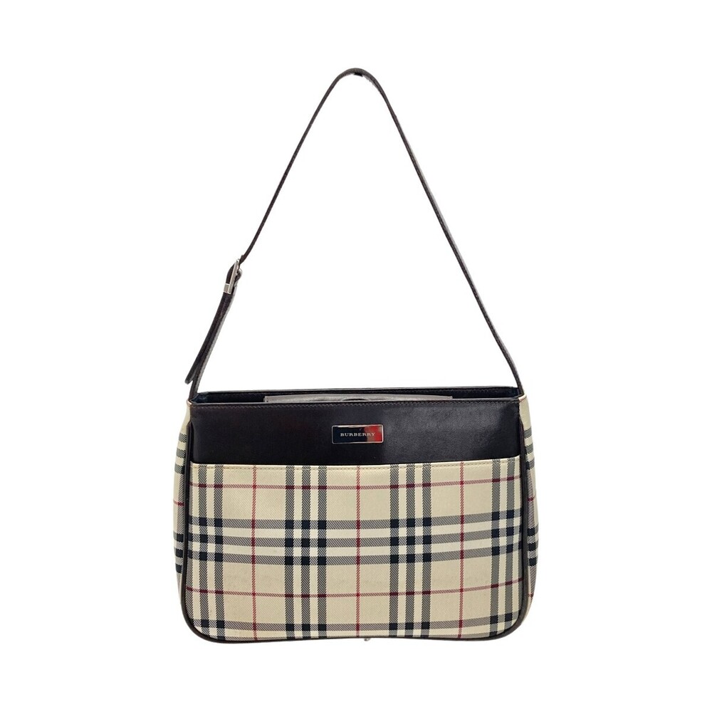 Burberry Nova Check Hobo Shoulder Bag Beige Tan Canvas Leather